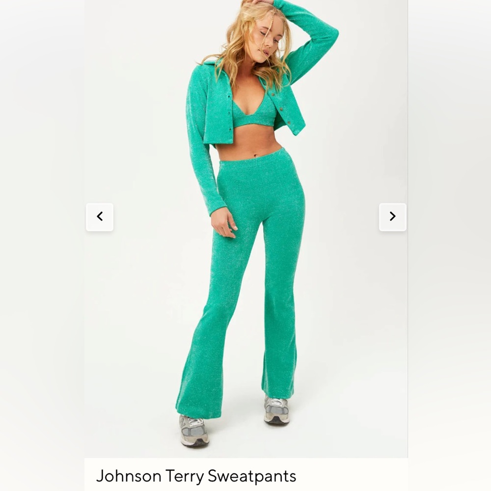 Frankie's Bikinis Green Terry Sweatpants Set